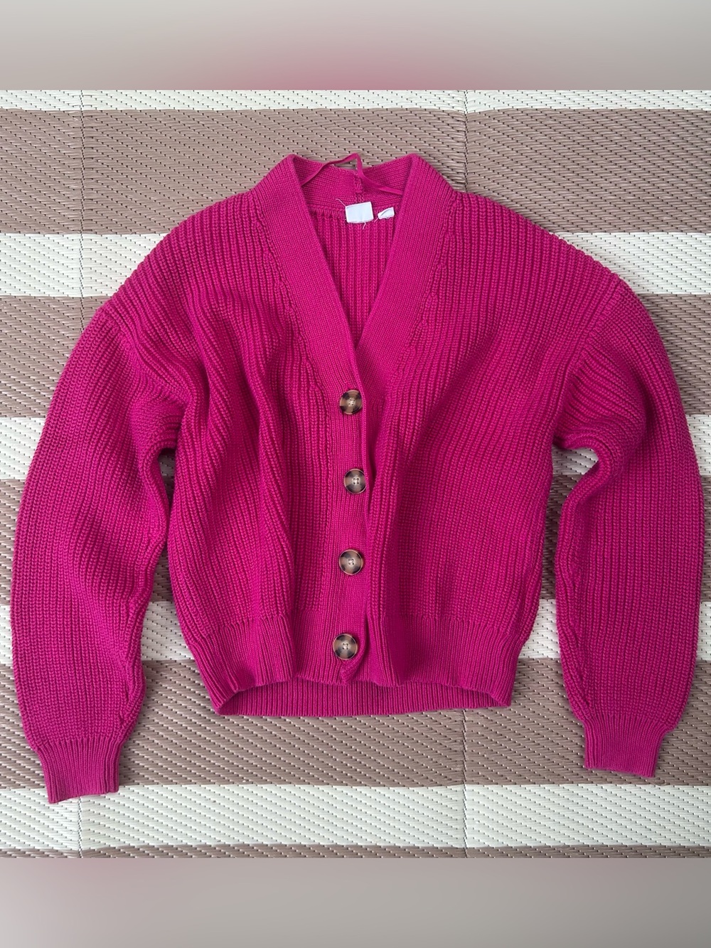 GAP Magenta V-Neck Button Front Knit Sweater Cardigan